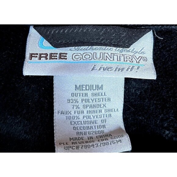 Y2K Free Country Black Fleece Lined Jacket Size Medium - Picture 4 of 8